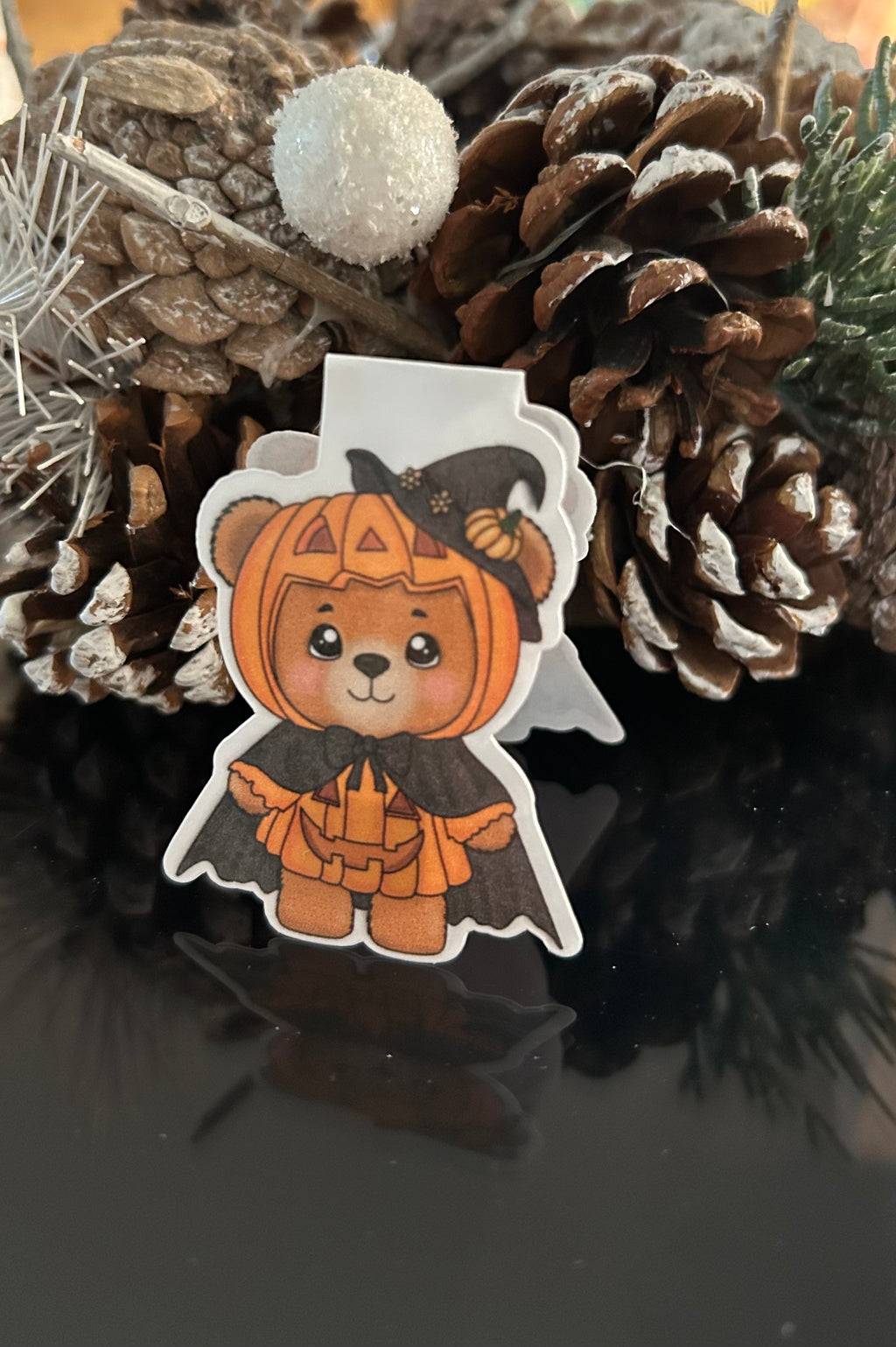 Lesezeichen magnetisch Teddy im Halloweenkostüm