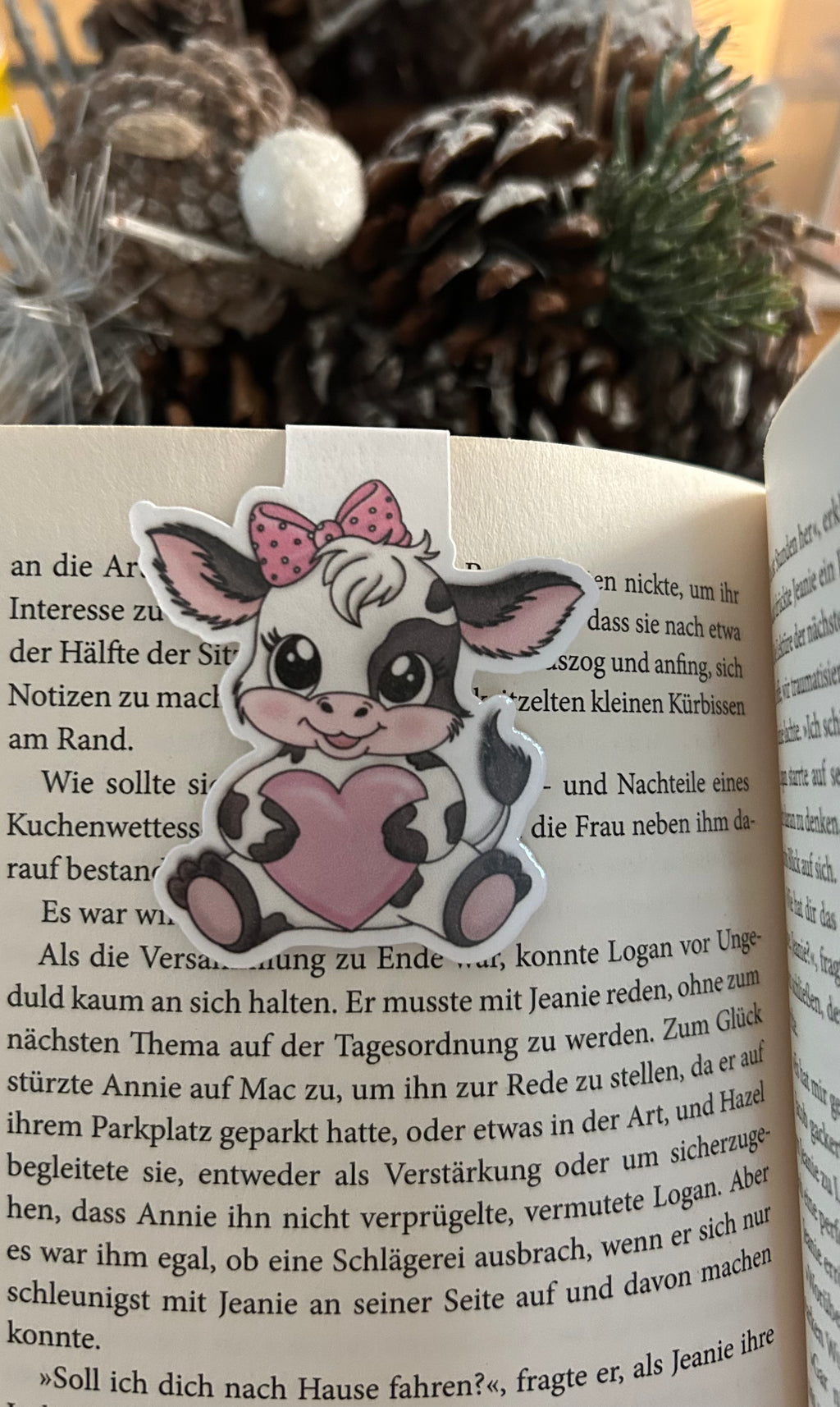 Lesezeichen magnetisch Kuh mit Herz
